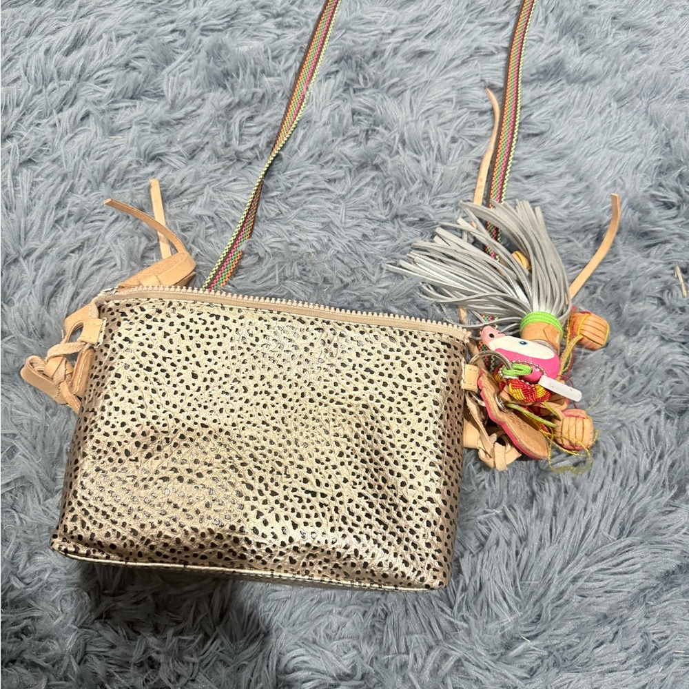 Consuela Gold and Tan Crossbody Bag